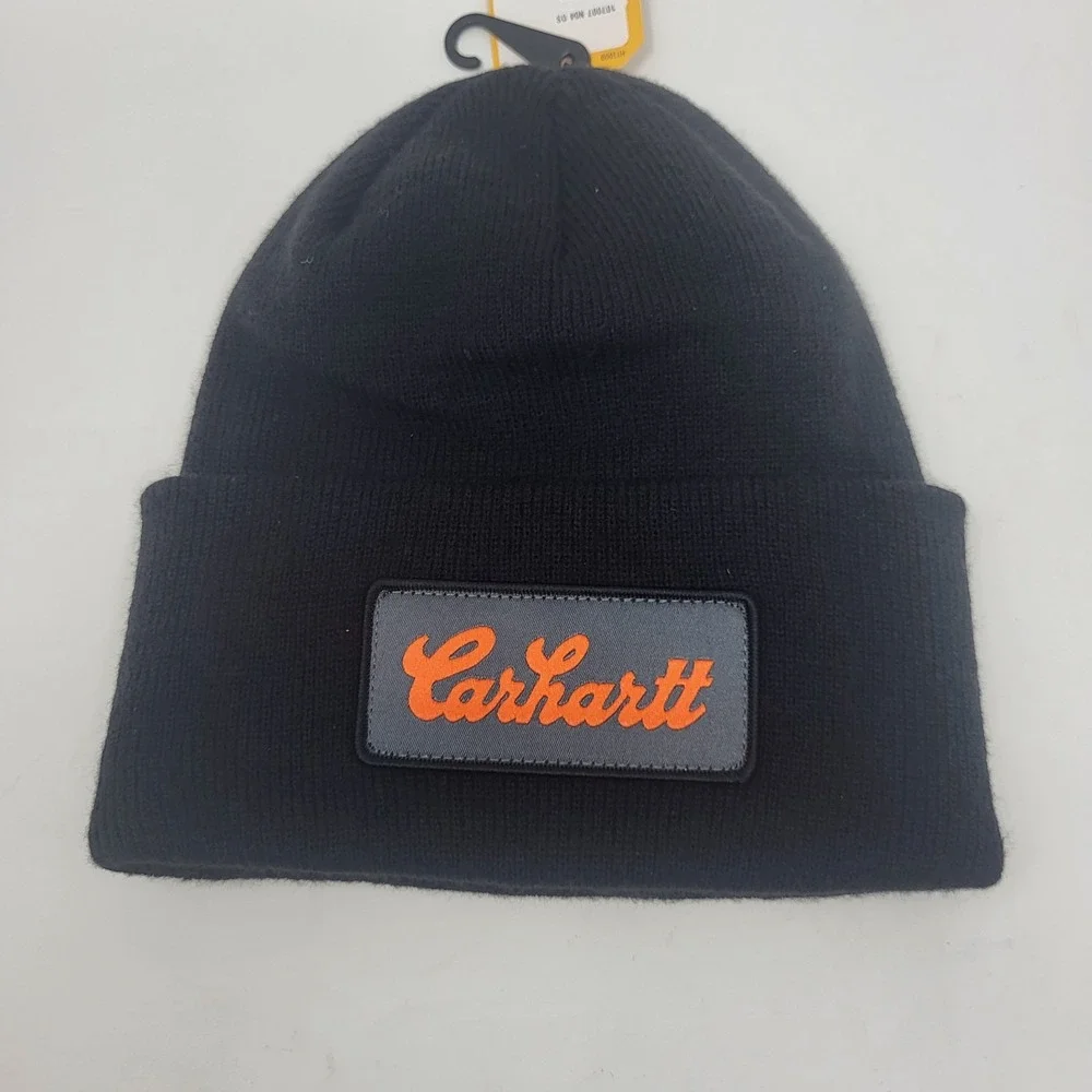 Carhartt Knit Cuffed Script Match Beanie Black Red Unisex One Size‎ AH7007-M